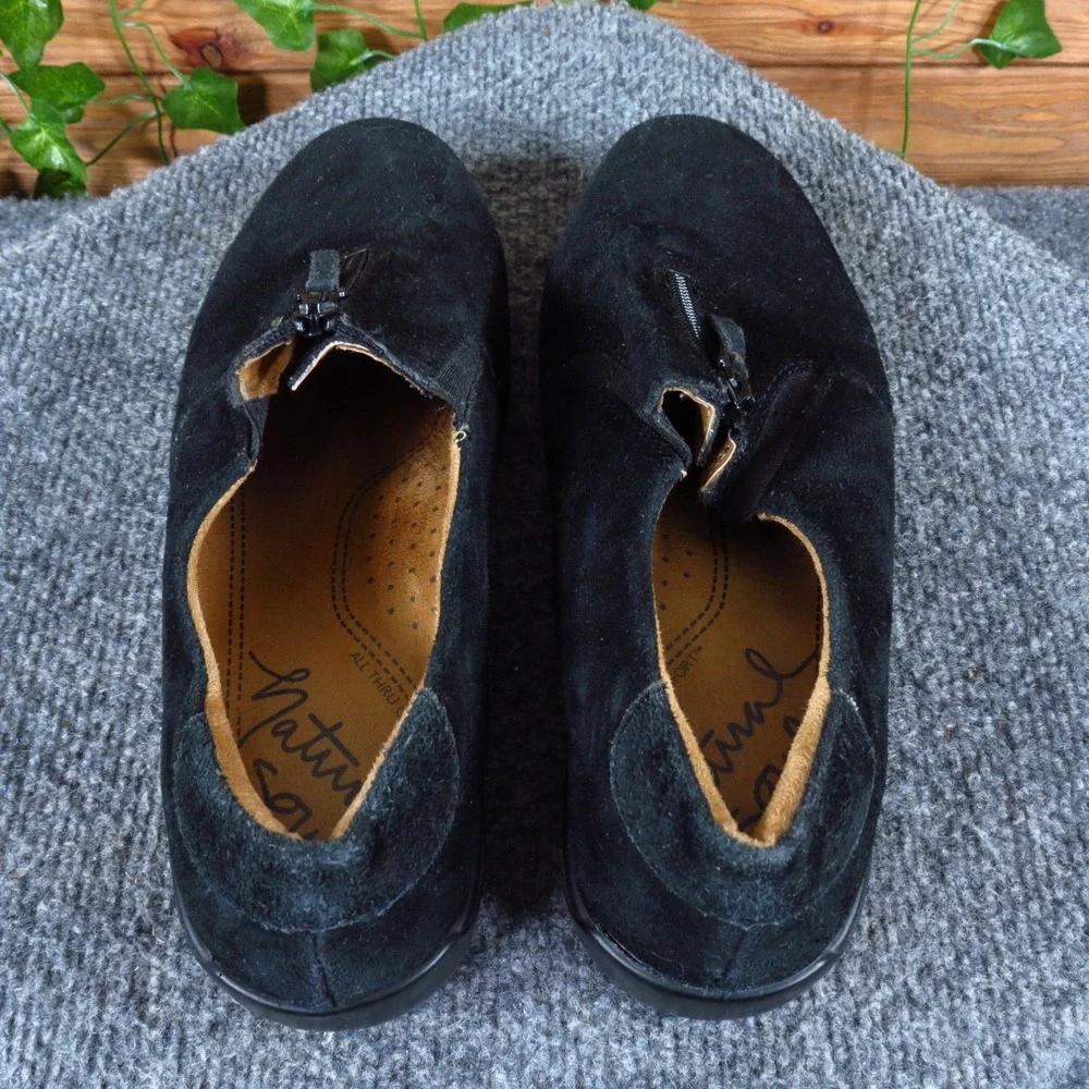 Natural Soul by Naturalizer Luxe Womens Comfort Shoes Sz‎ 9 Black Suede Zipper